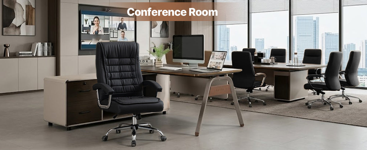 High-Back Executive Office Chair — Black or Camel