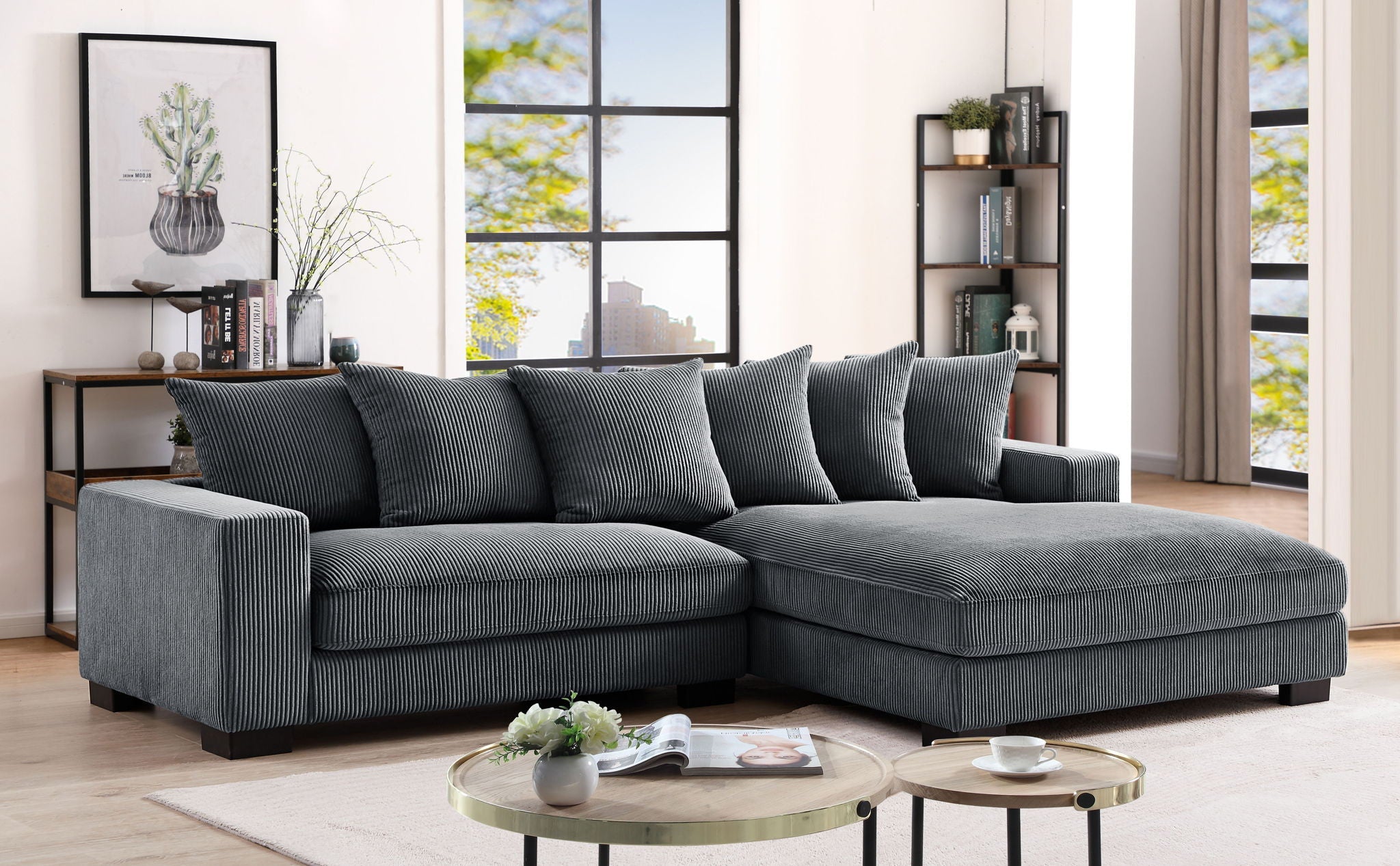 Oversized L-Shaped Sectional Sofa with Chaise