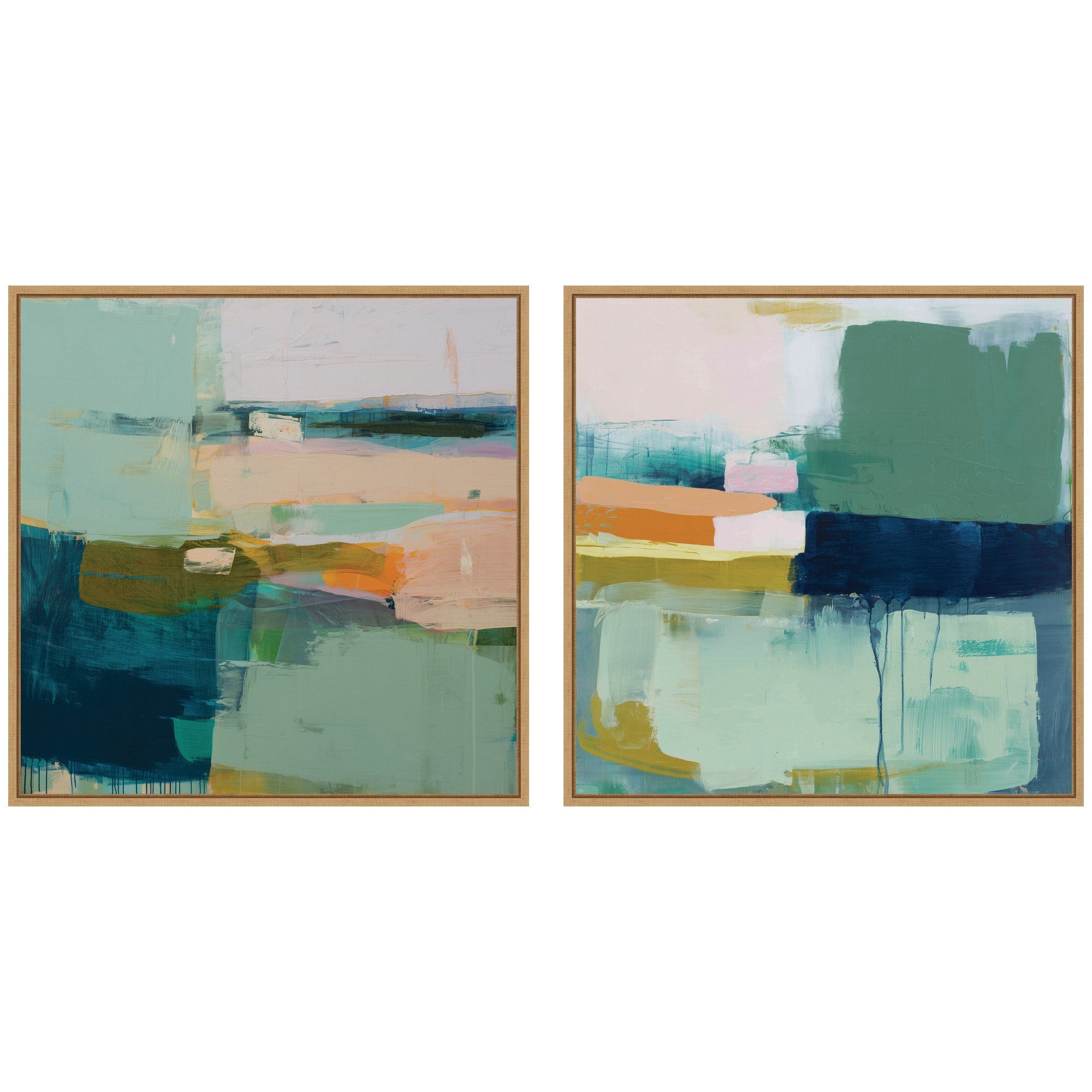 Color Block No. 1 & No. 2 2 Piece Framed Canvas Wall Art Set by Amy Lighthall