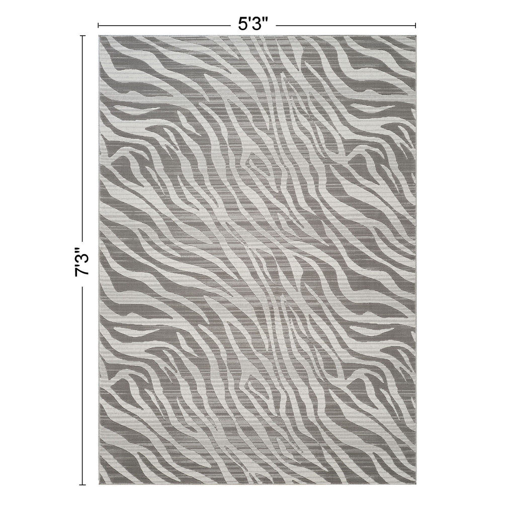 Geometrix 5'3" x 7'3" 3D Geometric Area Rug - Ivory/Gray
