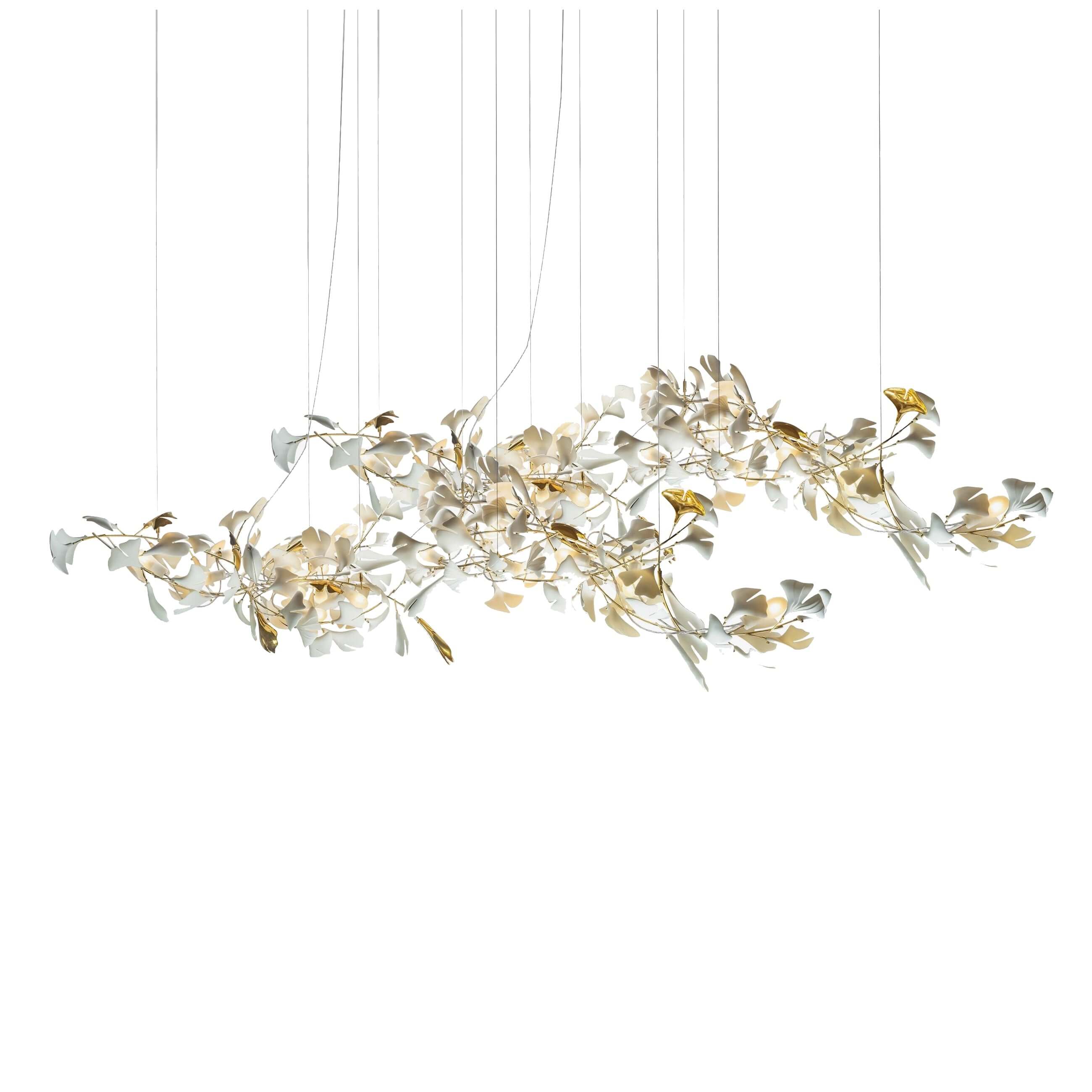 Gold White Leaves Combination Gingko Chandeliers