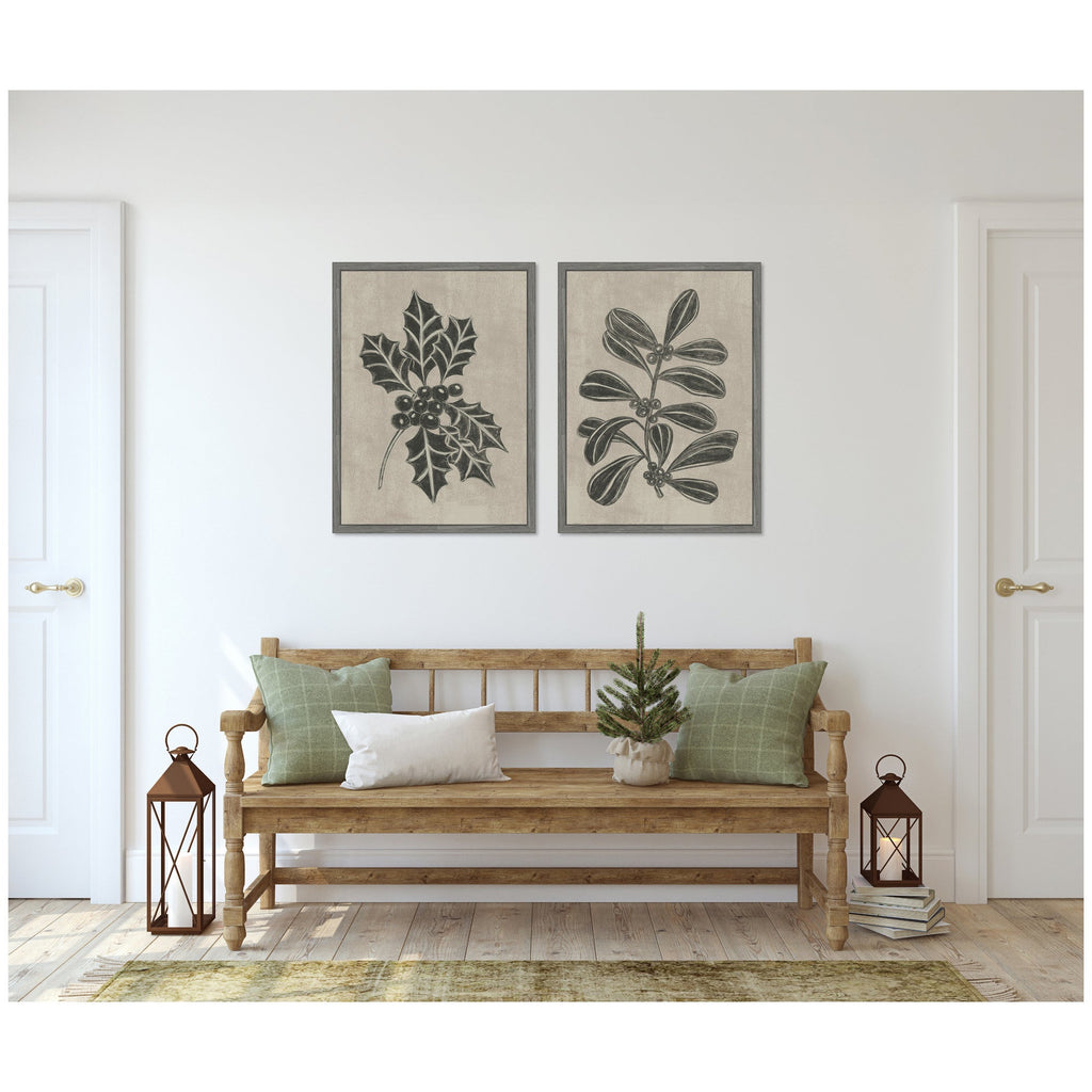 Sylvie Winter Holly and Berries - 2 Piece Framed Canvas Art Set by Nikita Jariwala