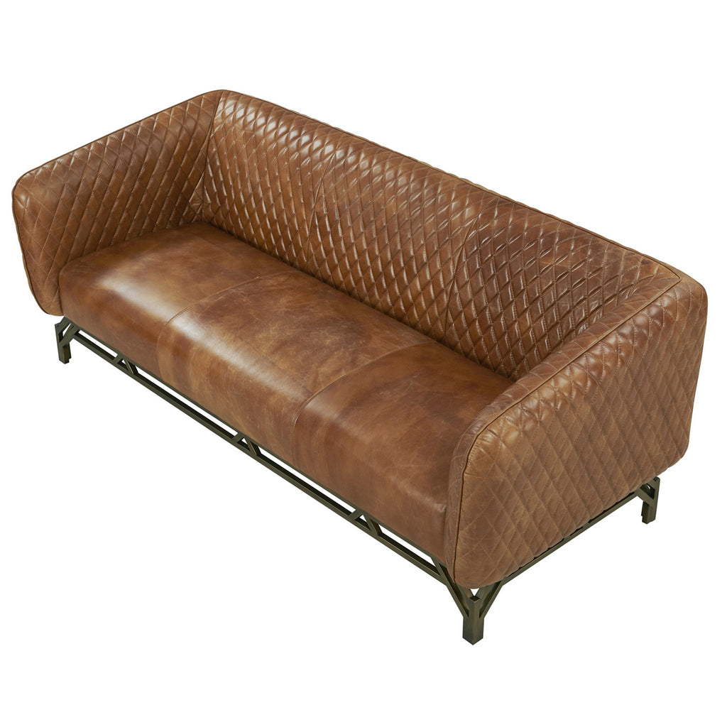 Vincent Industrial Modern Sofa - Light Brown Leather