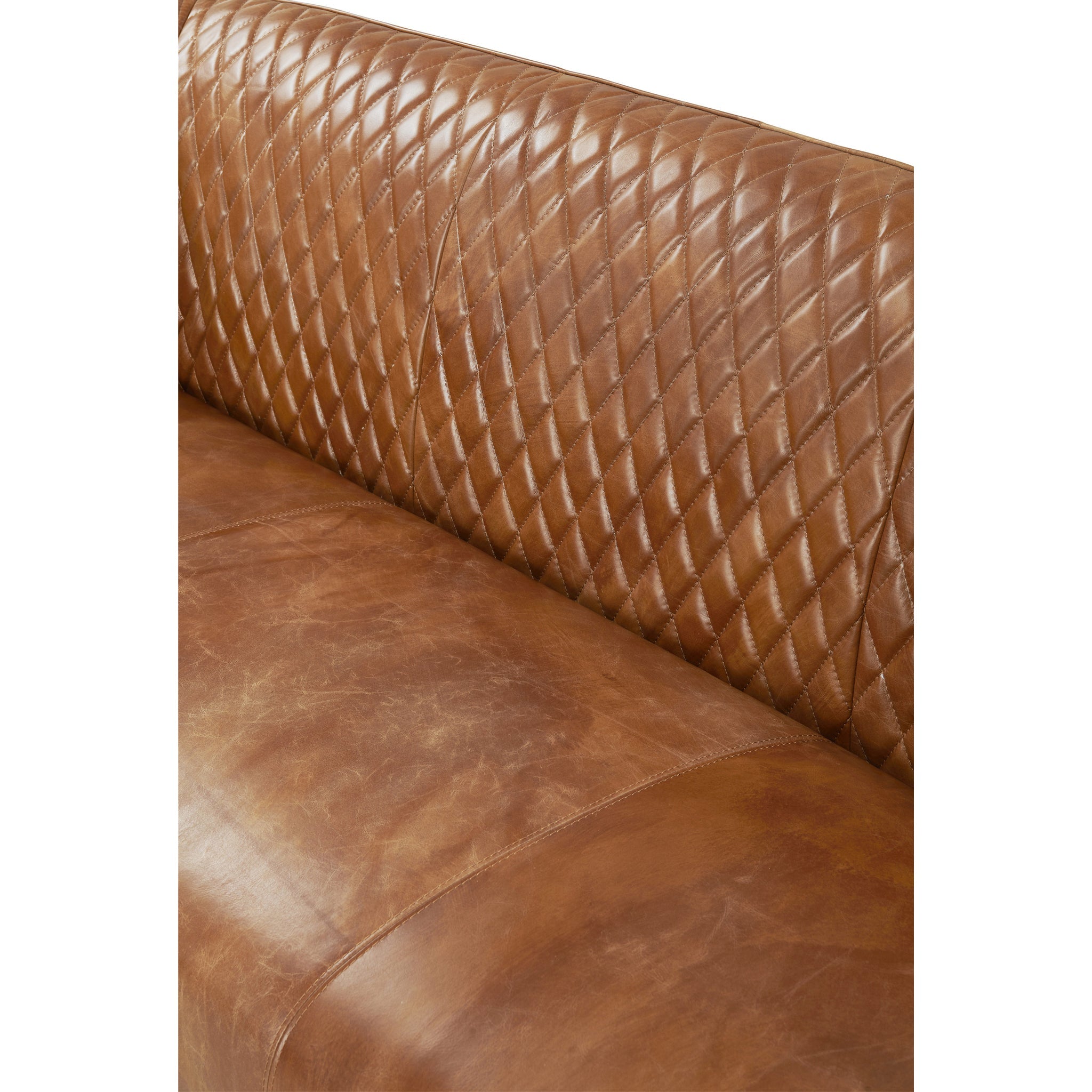 Vincent Industrial Modern Sofa - Light Brown Leather