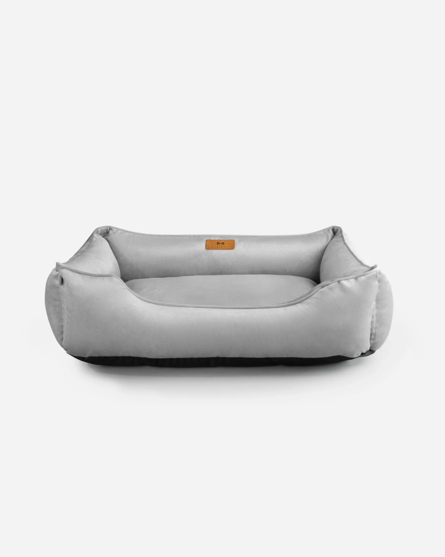 Smoke Velvet Sleeper Dog Bed — Gray