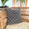 Geo Flowers Black Sadza Pillow