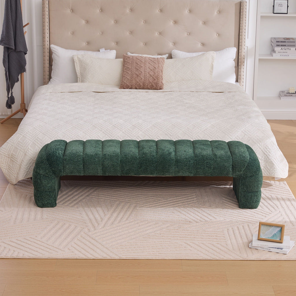 Channel-Tufted Upholstered Bed Bench