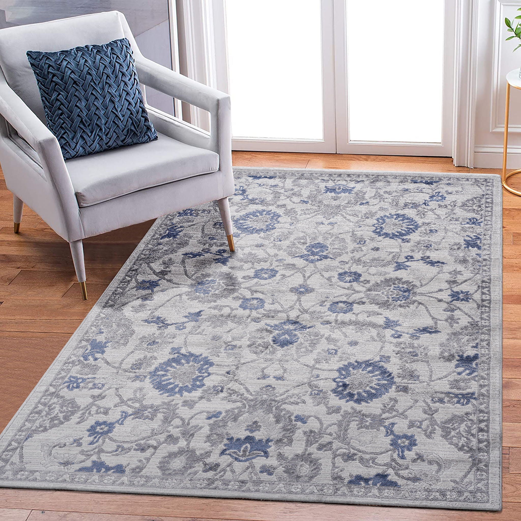 Marfi 8' x 10' Oriental Area Rug - Blue/Silver