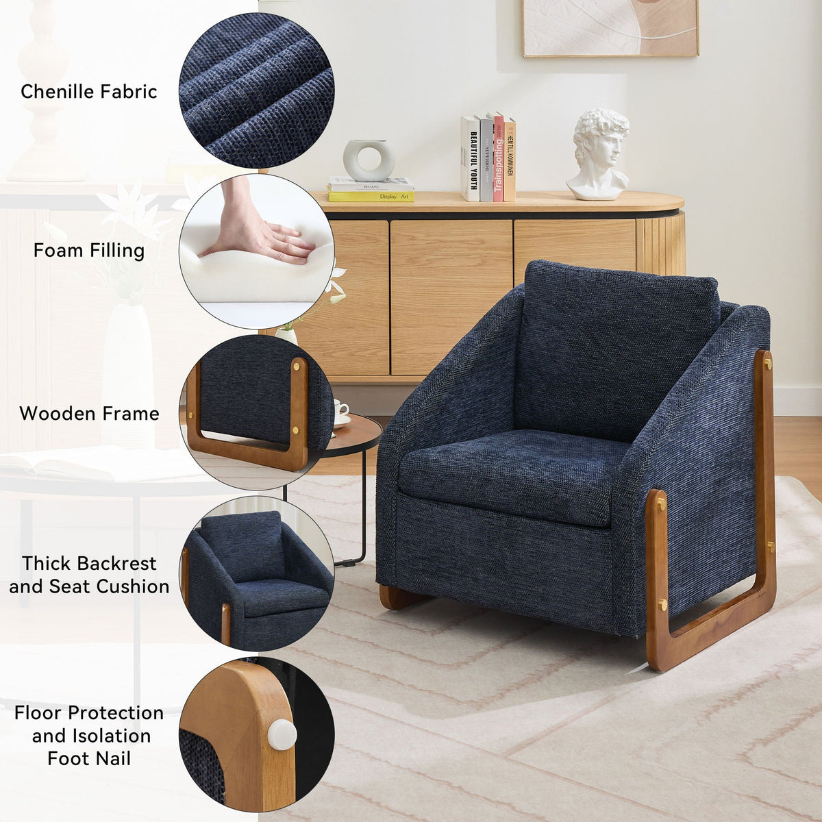 Wood-Framed Upholstered Accent Chair