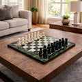 Black Zebra and White Marble Chess Set 12 Inches - Premium Handcrafted