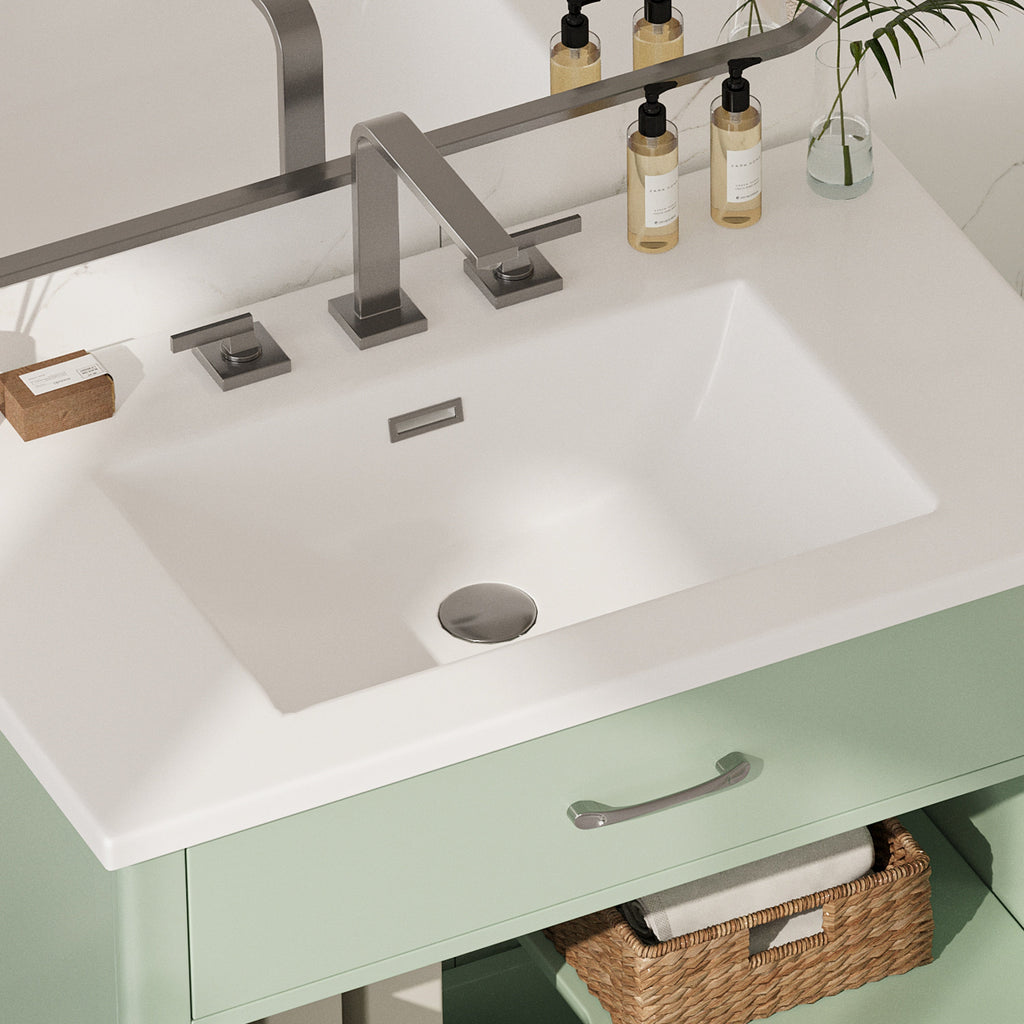 30-Inch Bathroom Vanity with Tempered Glass