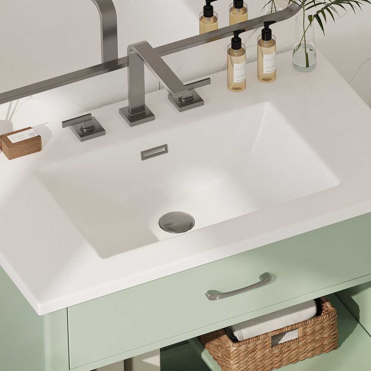 30-Inch Bathroom Vanity with Tempered Glass