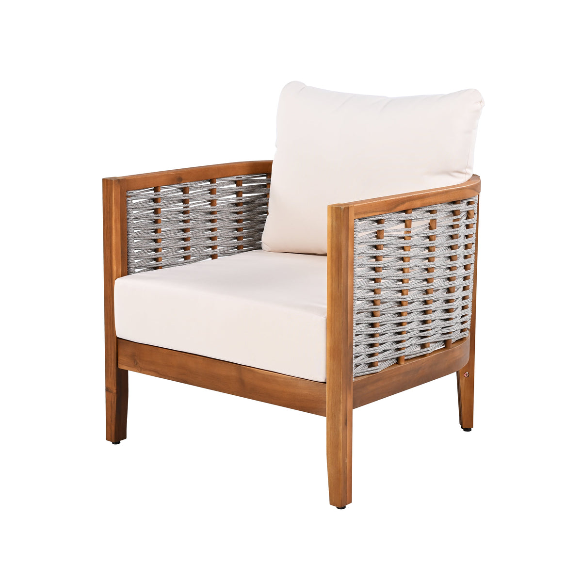 Woven Rope Outdoor Lounge Set — Beige, 4 Seats
