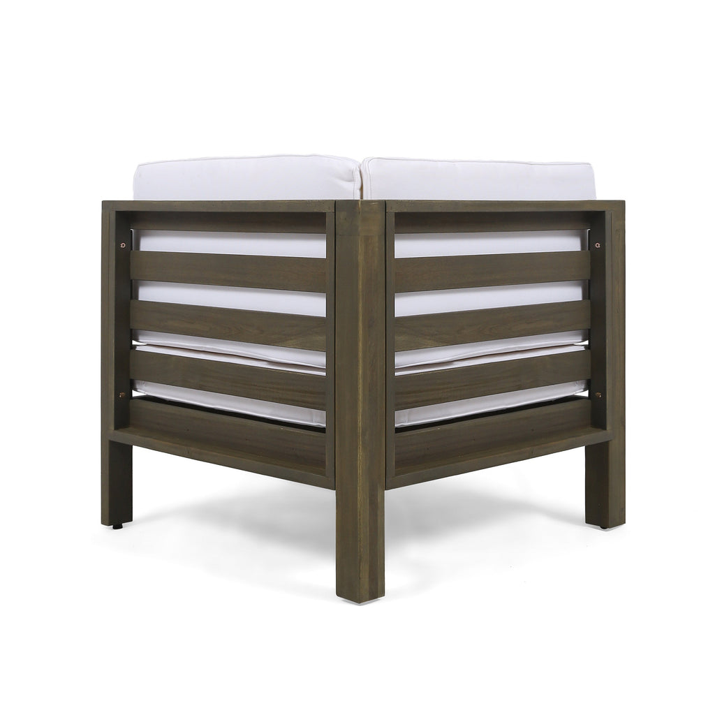 OANA Outdoor Wooden Sectional Set with Cushions, White