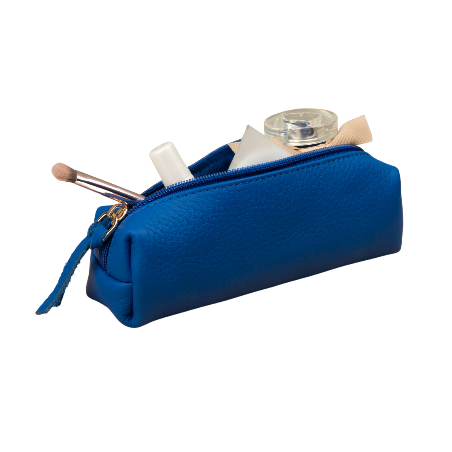 Aurora Leather Makeup Bag — Blue