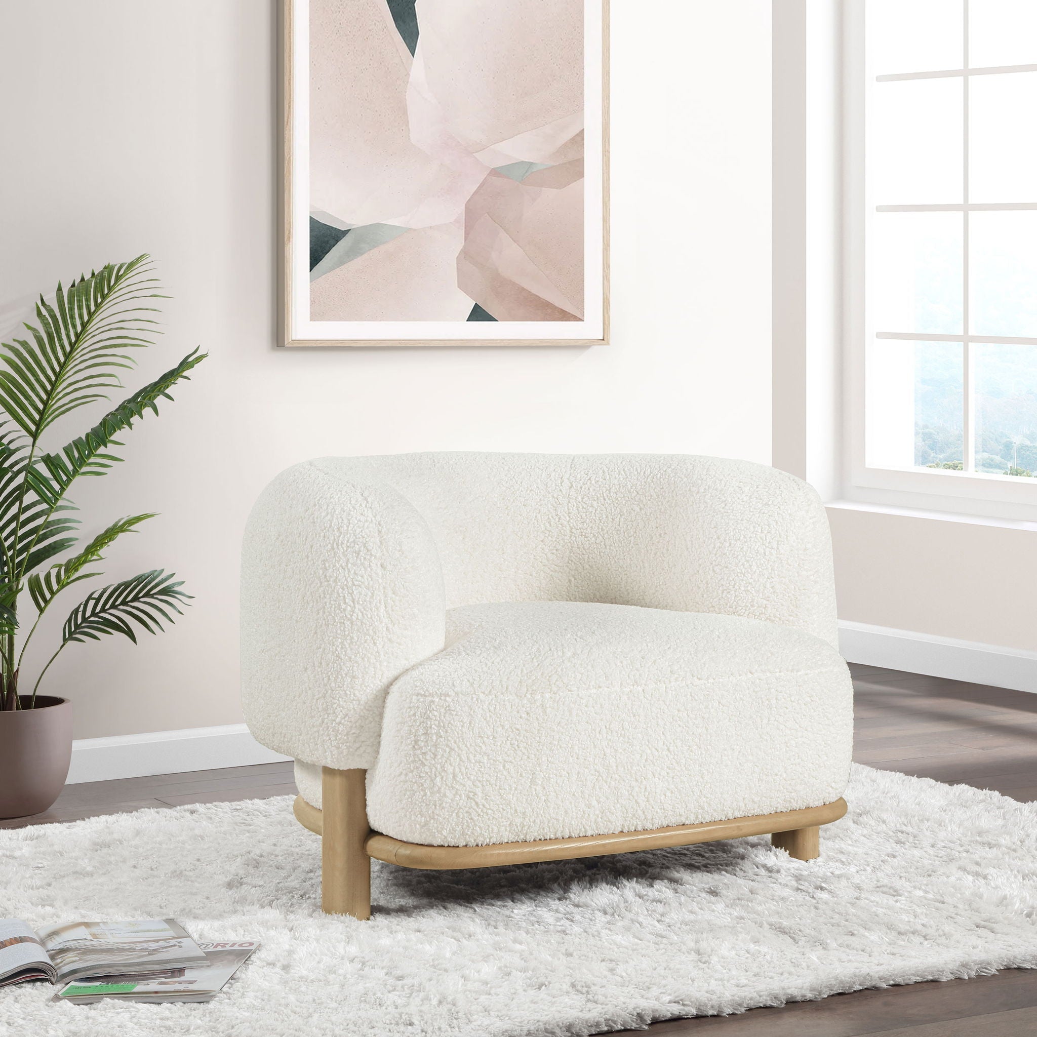 Lawler Bouclé Barrel Accent Chair — Ivory & Natural