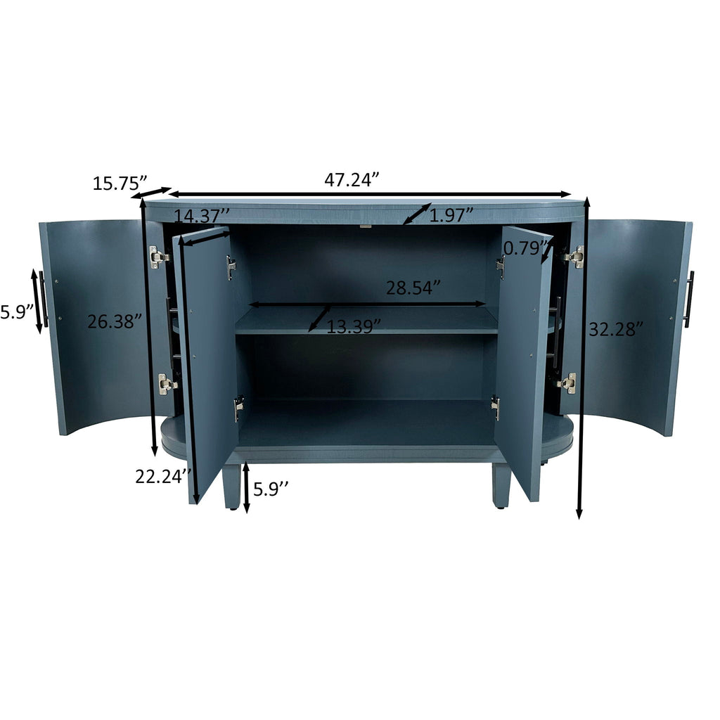 Curved Four-Door Sideboard — Blue