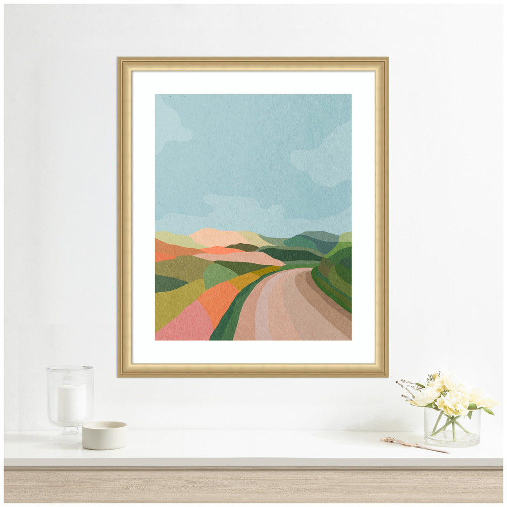 Framed Art Beautiful Landscape with Road by July Art Prints