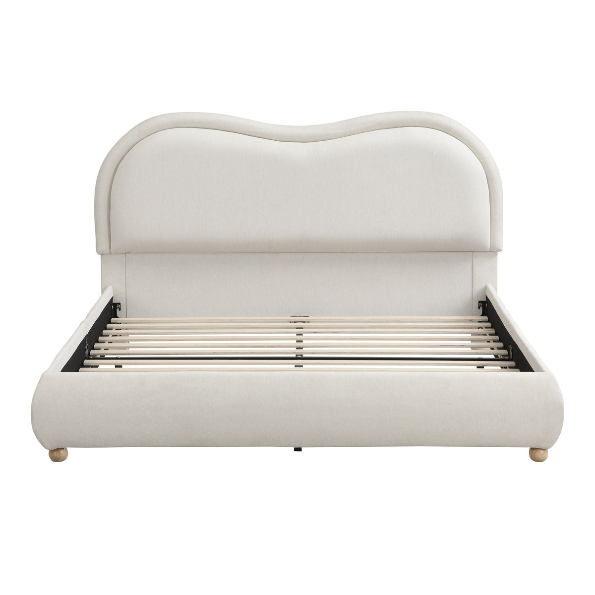 Upholstered Platform Bed Frame With Curved Headboard