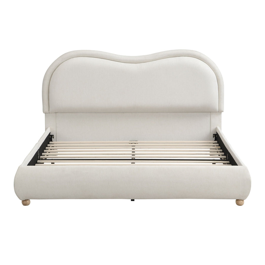 Upholstered Platform Bed with Curved Headboard