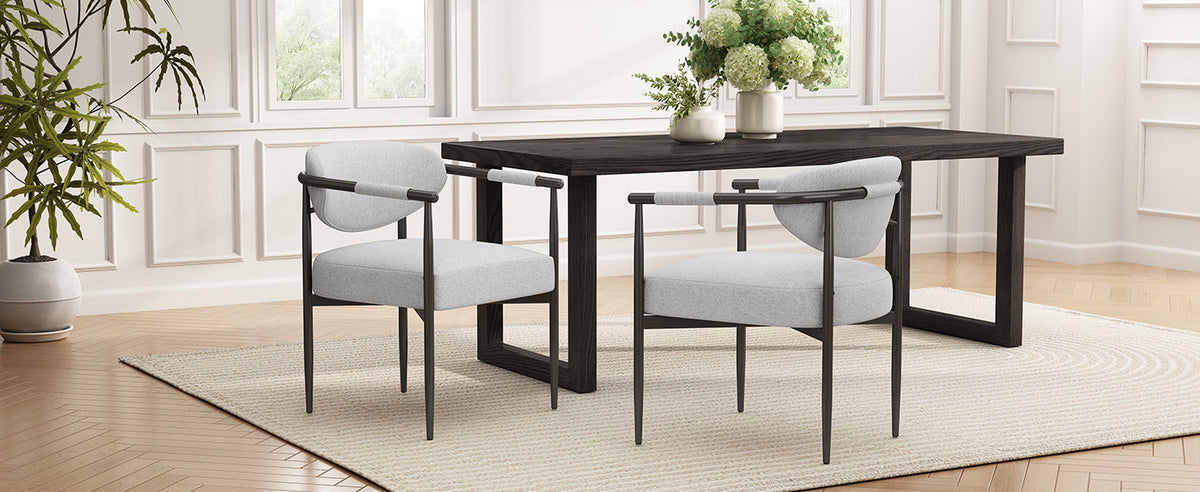 Bronze-Frame Upholstered Dining Chairs — Set of 2