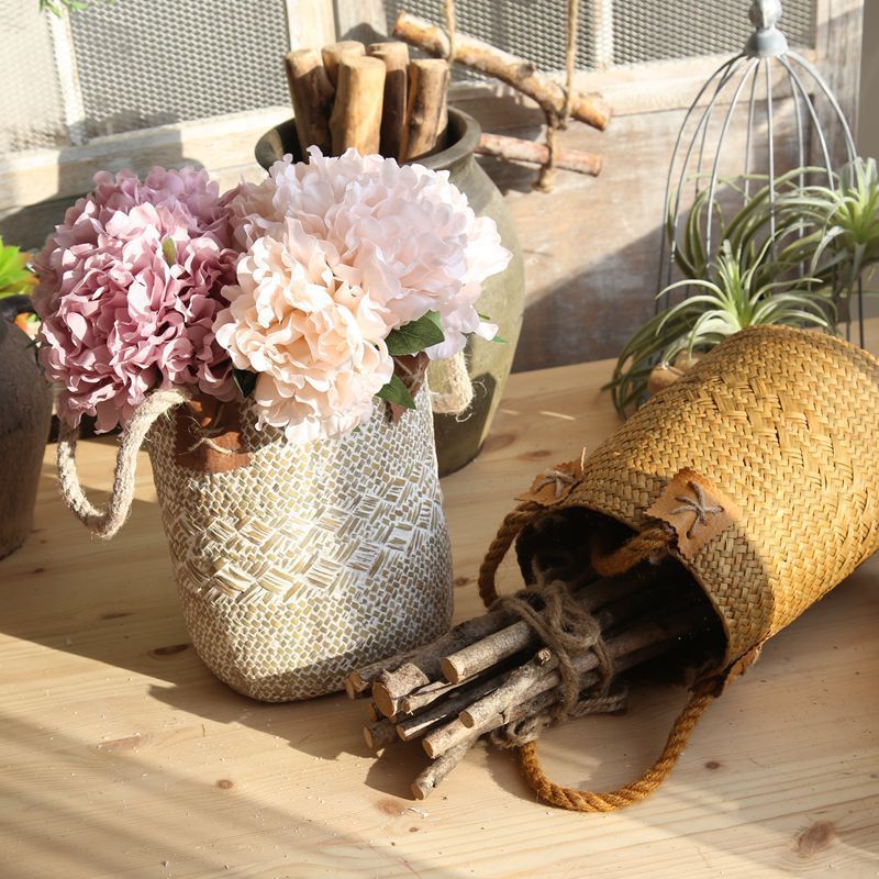Natural Straw Woven Planter Baskets