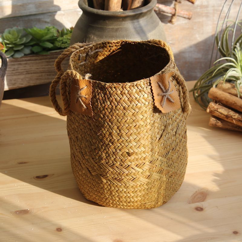Natural Straw Woven Planter Baskets