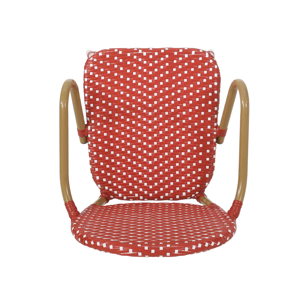 Outdoor Wicker and Aluminum French Barstools, Set of 2