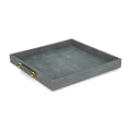 Grey Shagreen Tray Square with Gold Handles 18 X 18"