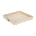 Cream Shagreen Tray Square with Gold Handles 18" X 18"
