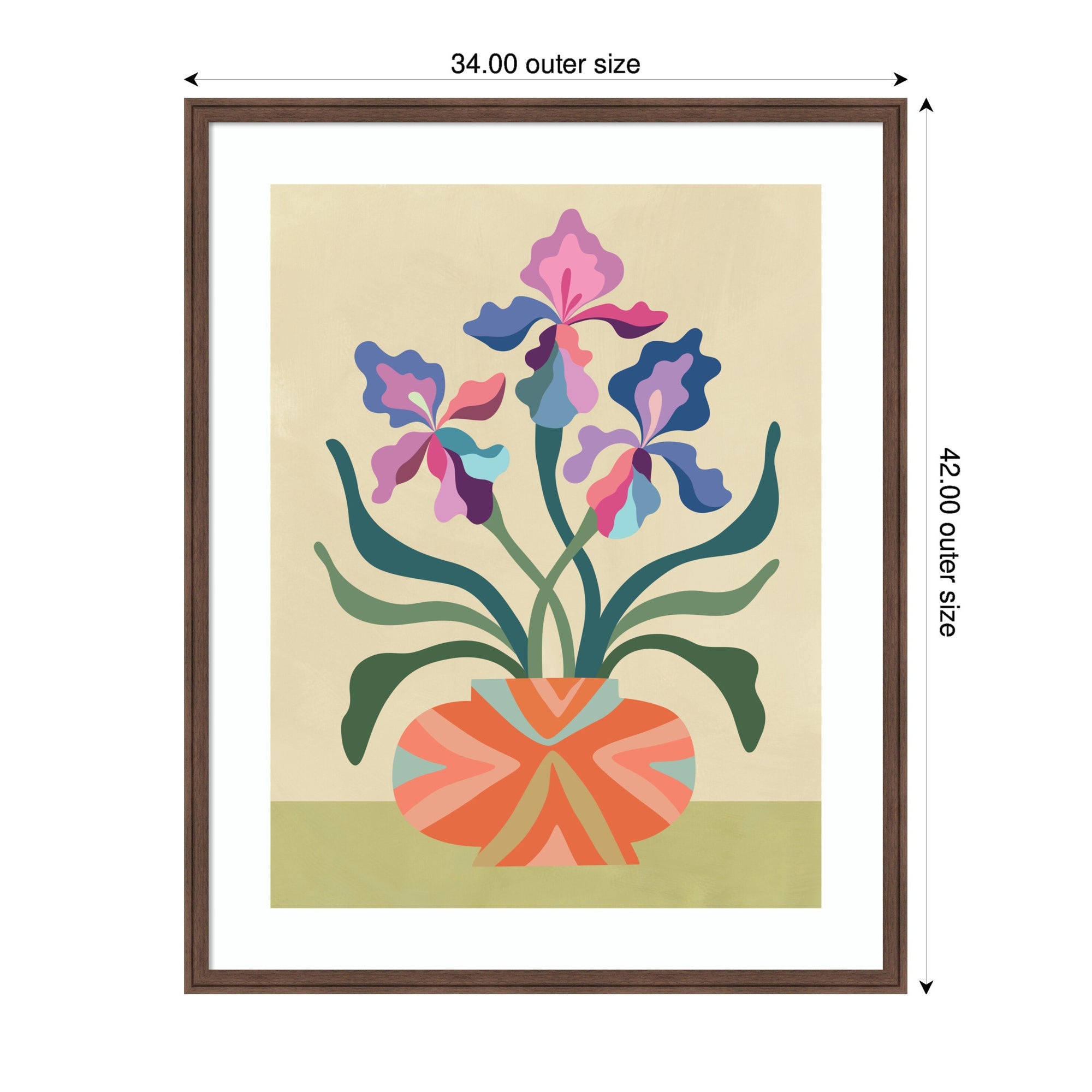 Framed Art Iris and Vase by Rachel Lee