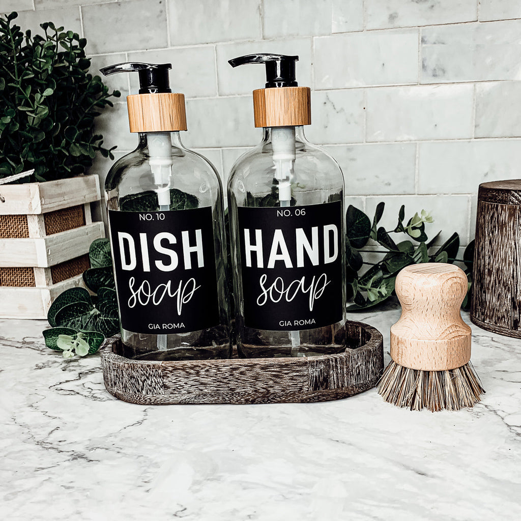 Clear Glass Refillable Soap Dispenser — 16 oz