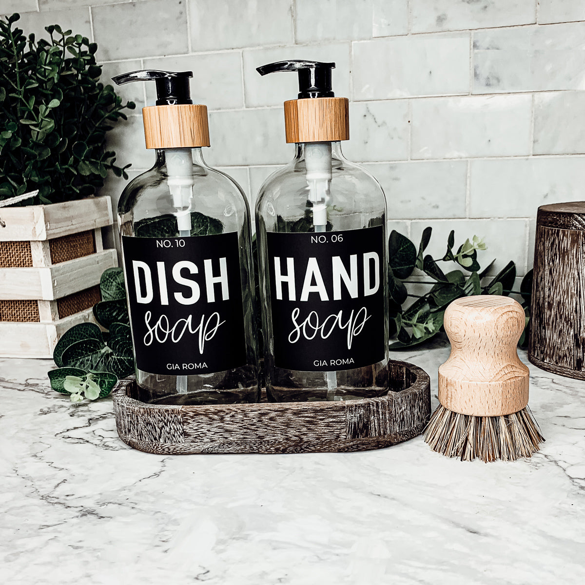 Clear Glass Refillable Soap Dispenser — 16 oz