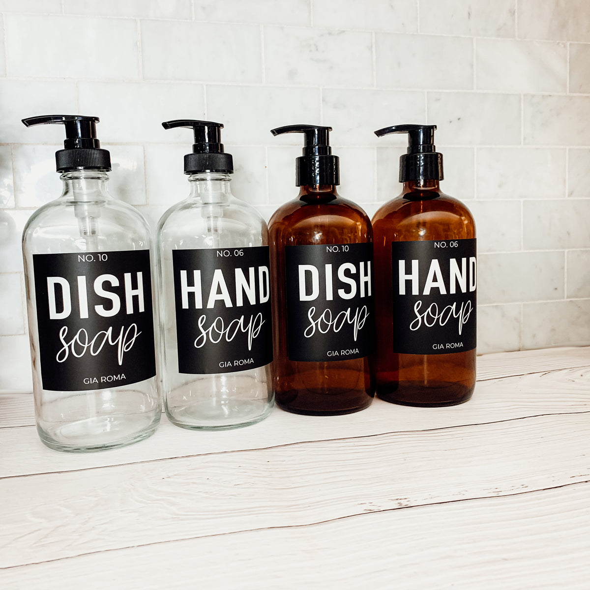 Clear Glass Refillable Soap Dispenser — 16 oz