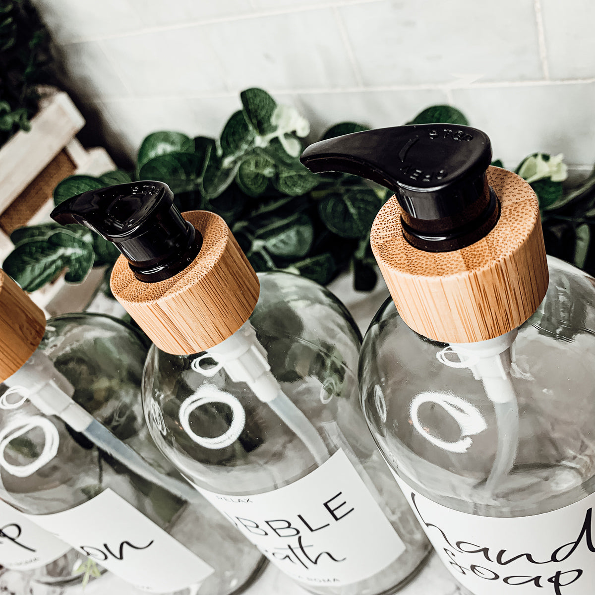 Clear Glass Refillable Soap Dispenser — 16 oz