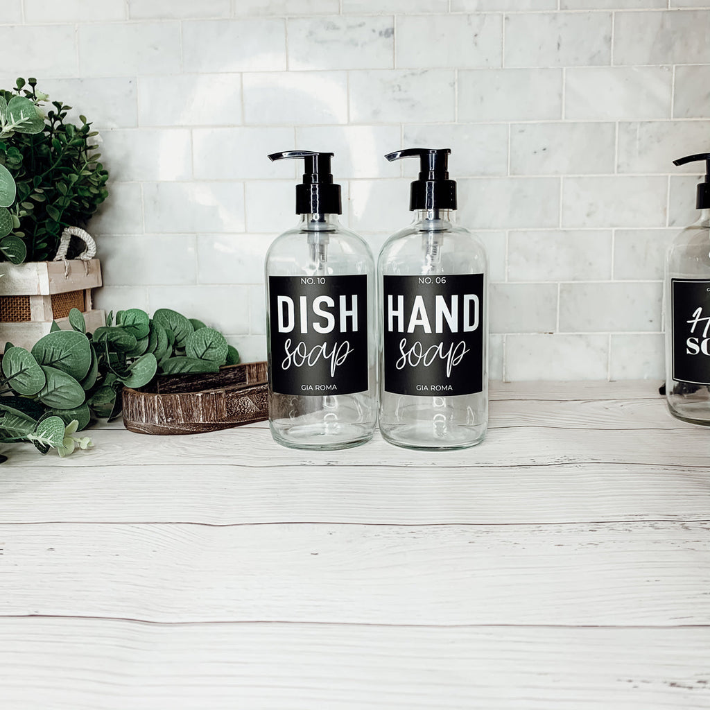Clear Glass Refillable Soap Dispenser — 16 oz