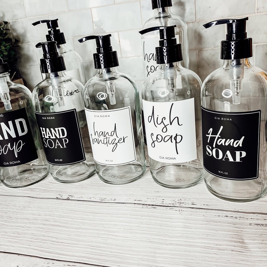 Clear Glass Refillable Soap Dispenser — 16 oz