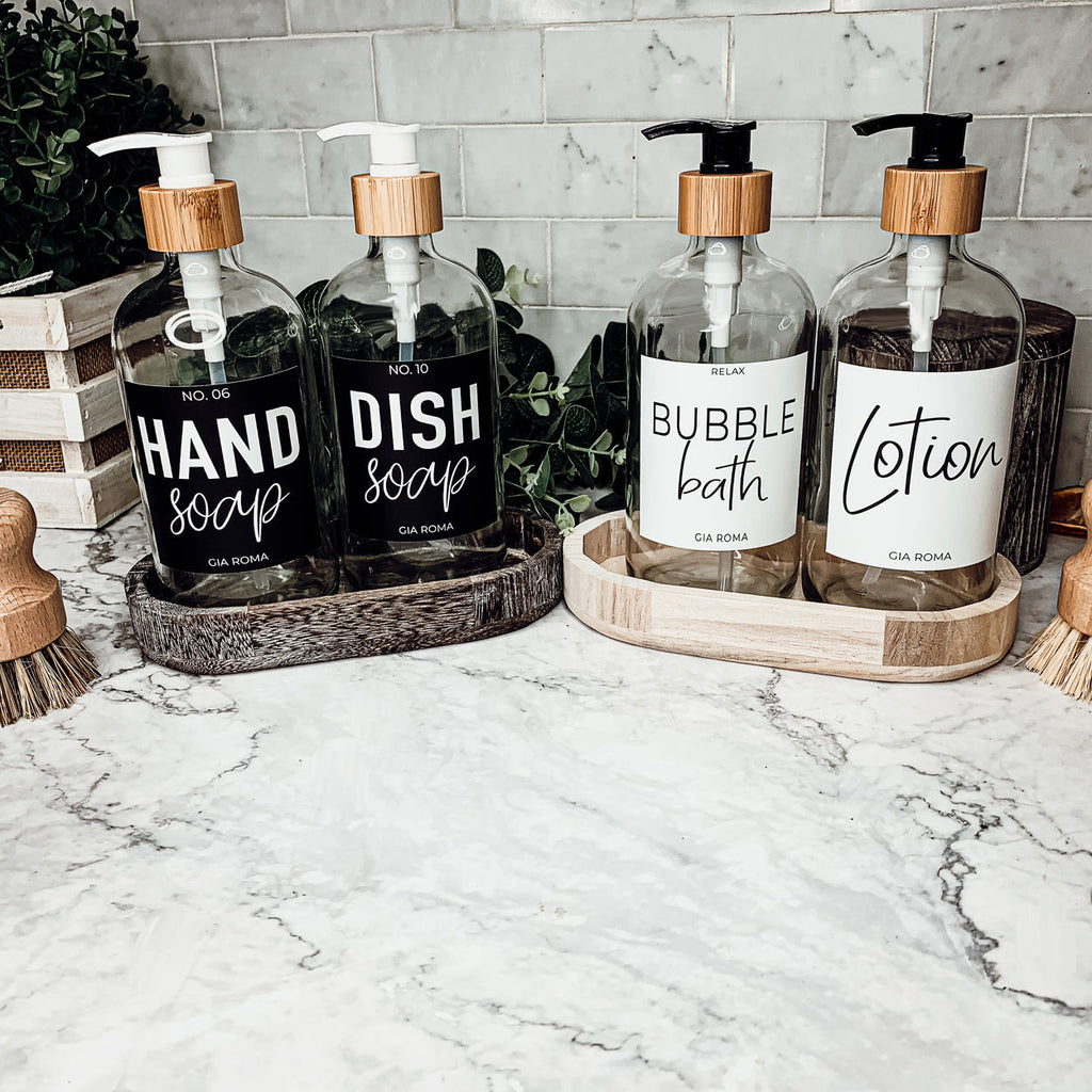 Clear Glass Refillable Soap Dispenser — 16 oz
