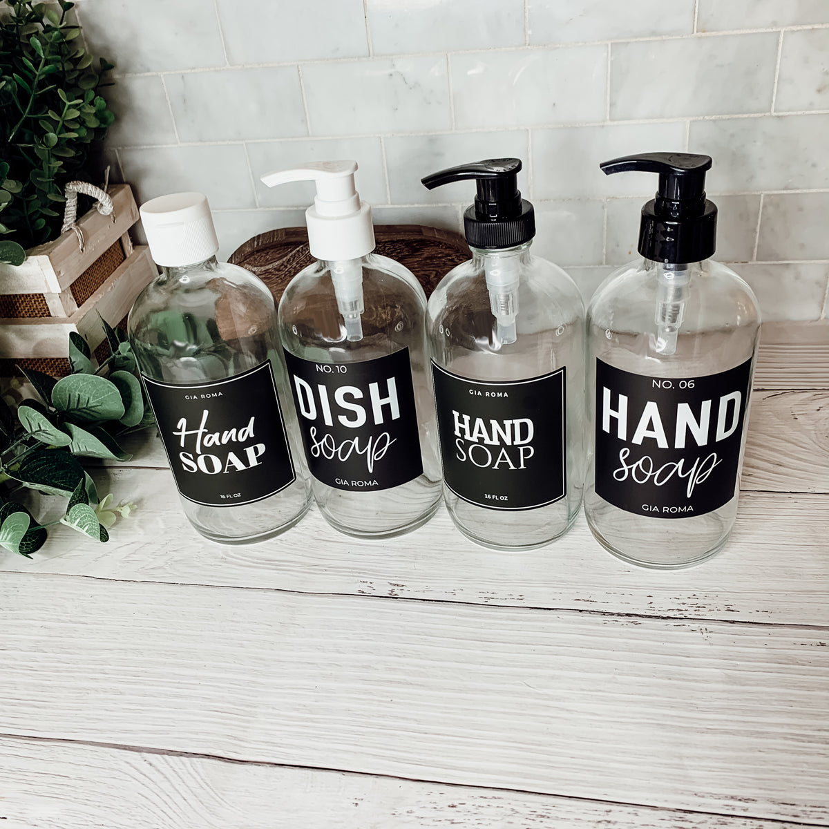 Clear Glass Refillable Soap Dispenser — 16 oz