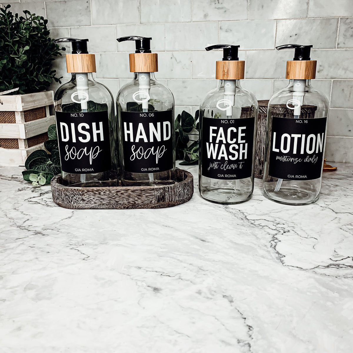 Clear Glass Refillable Soap Dispenser — 16 oz