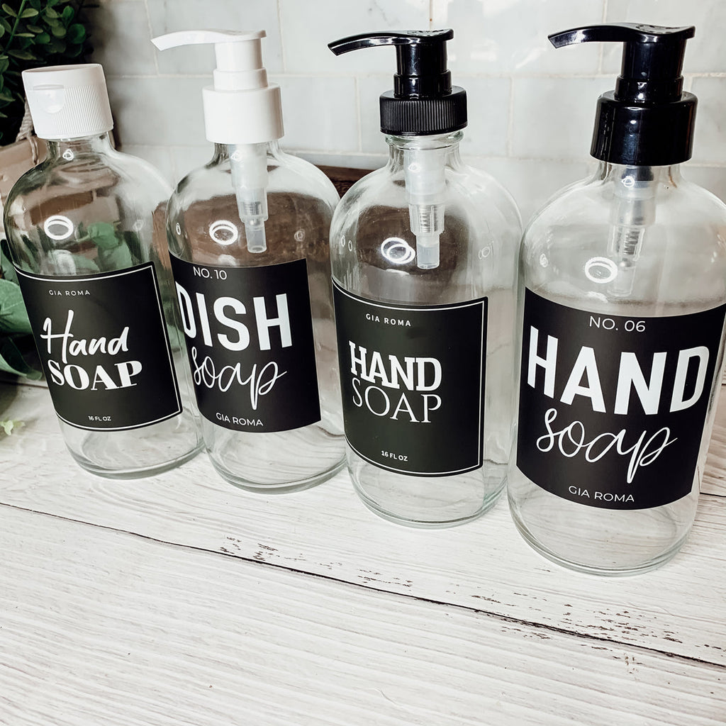 Clear Glass Refillable Soap Dispenser — 16 oz