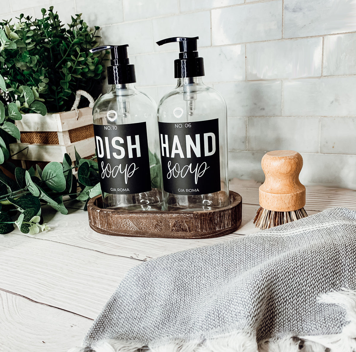 Clear Glass Refillable Soap Dispenser — 16 oz