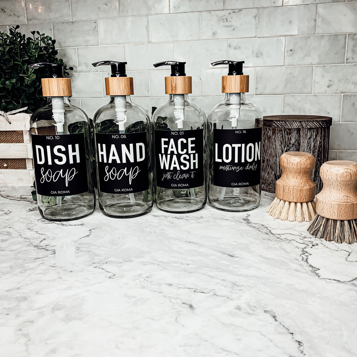 Clear Glass Refillable Soap Dispenser — 16 oz