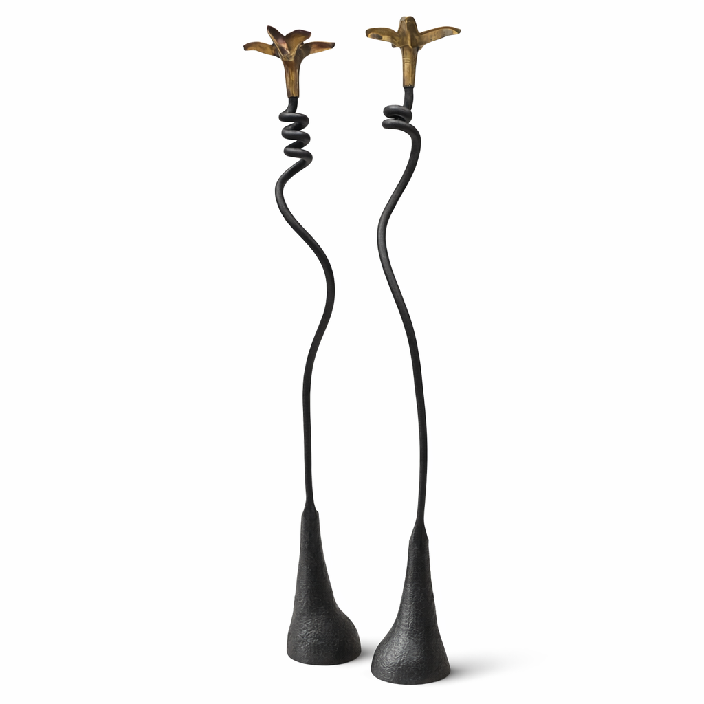 Jasmine in Bloom Candlestick — Handmade Sculptural Iron Candleholder (20”)