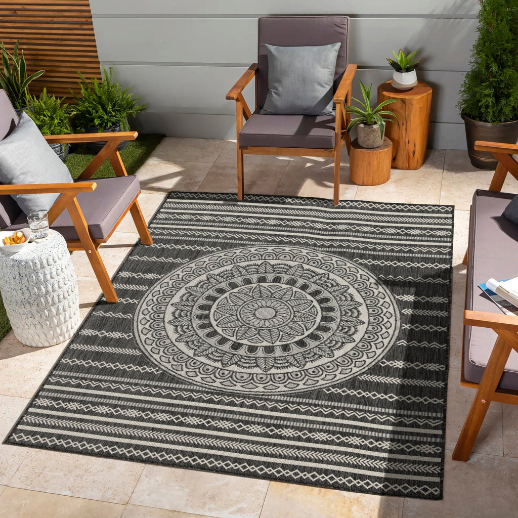 Sunshine 5'3" x 7'3" Indoor/Outdoor Area Rug - Anthracite