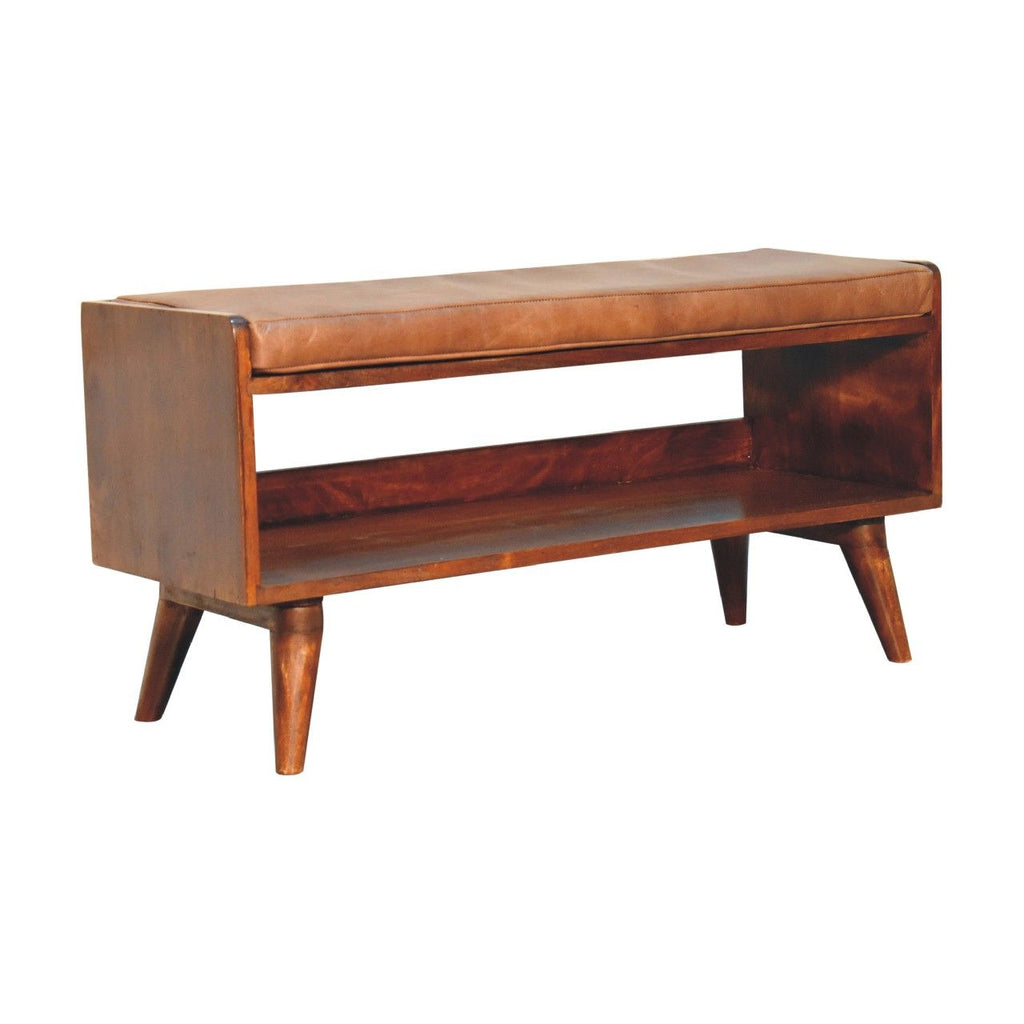 Mango Wood Upholstered Bench