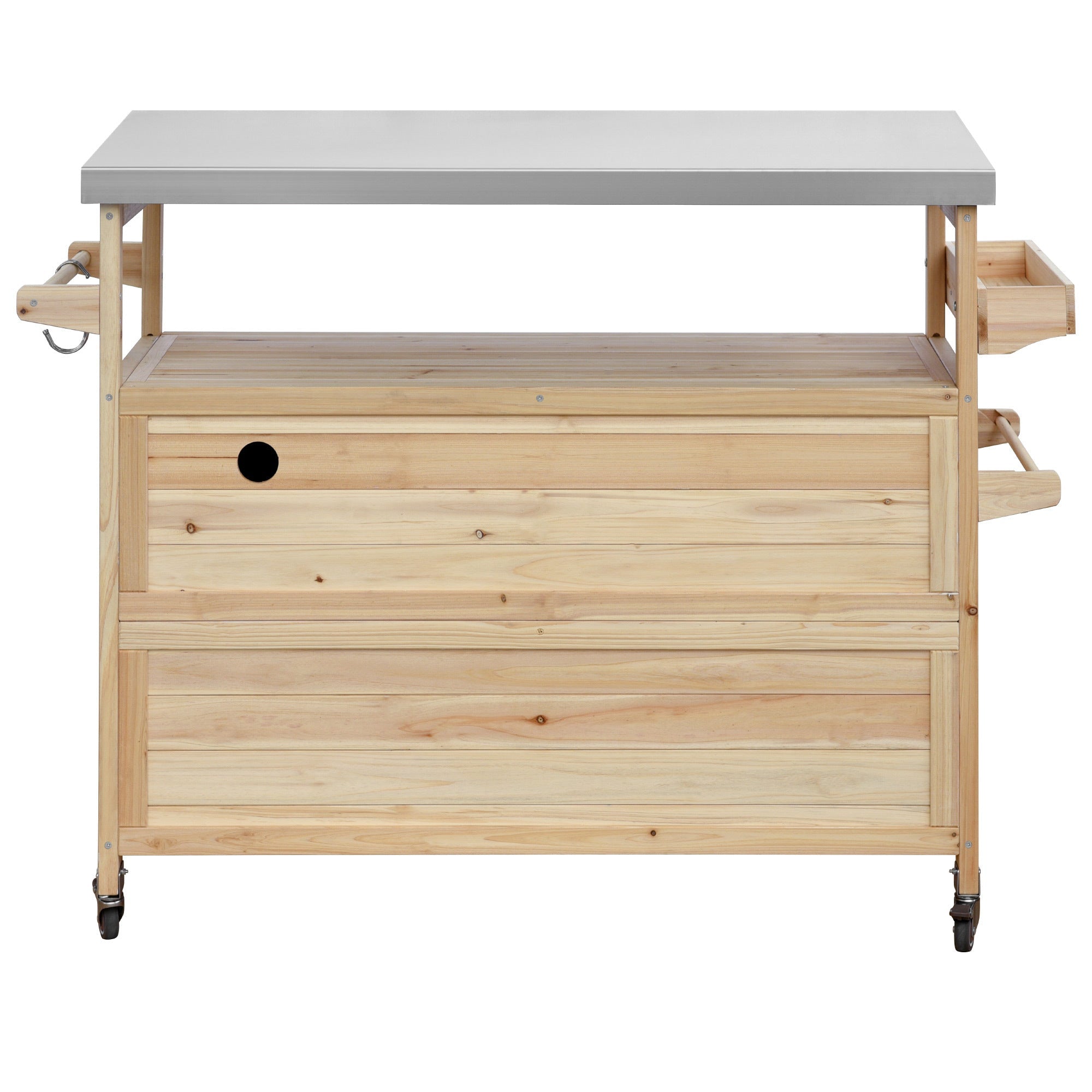 K&K Outdoor Kitchen Island, Rolling Bar Cart & Storage Cabinet