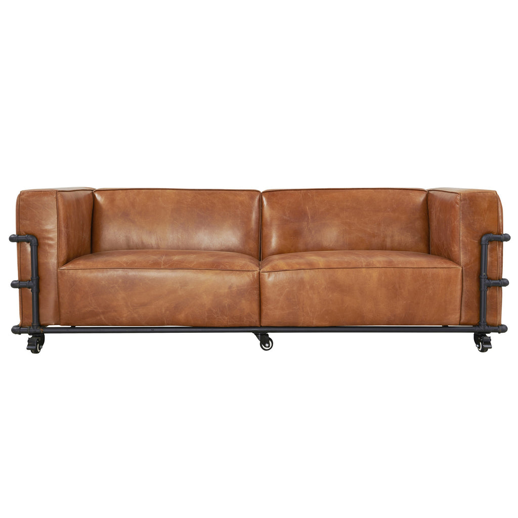 Henry Industrial Modern Leather Sofa (2 Colors Available)