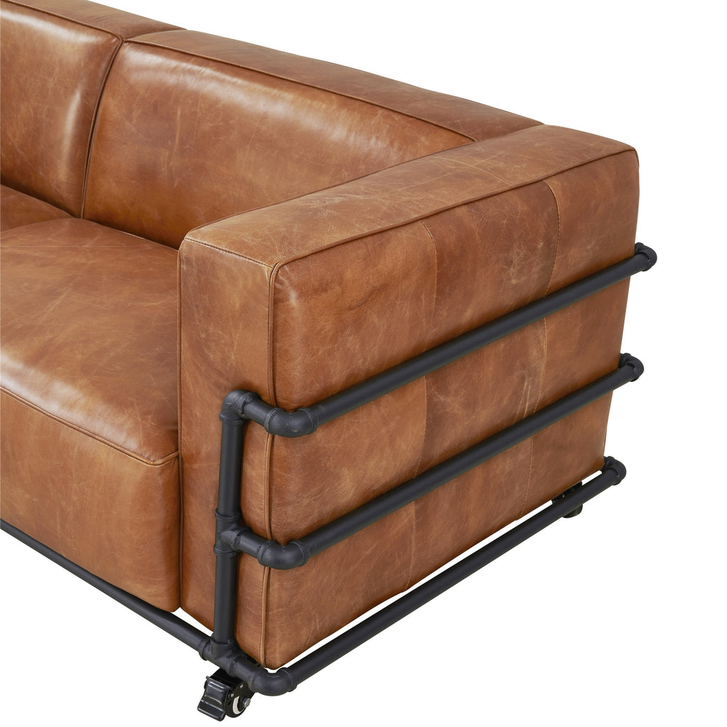 Henry Industrial Modern Leather Sofa (2 Colors Available)