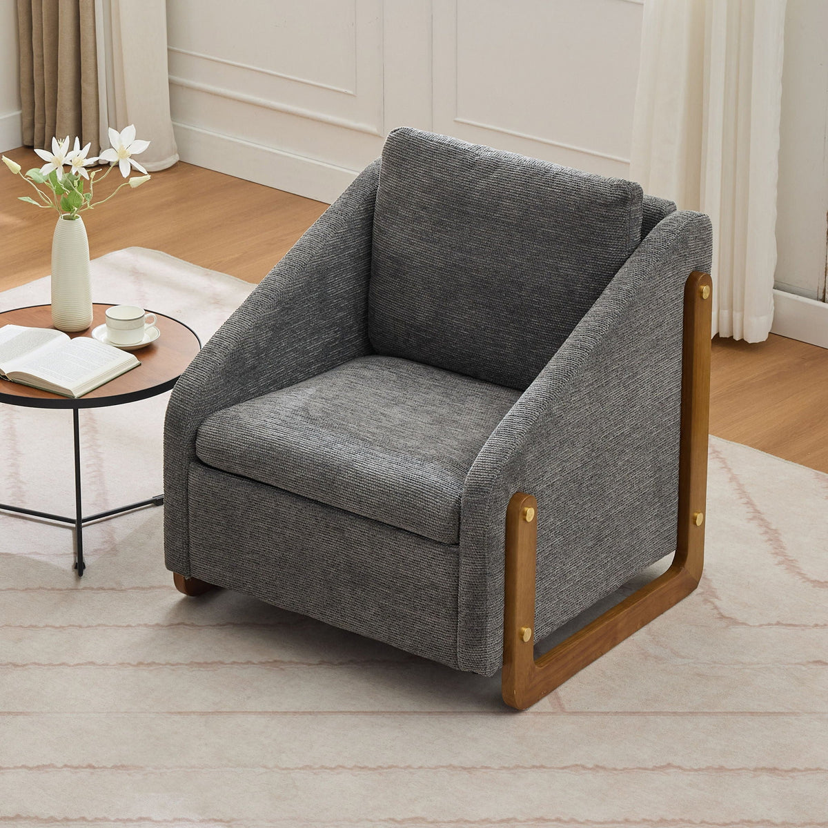 Wood-Framed Upholstered Accent Chair
